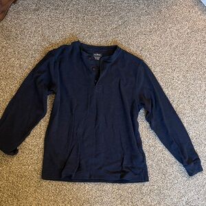 L.L. Bean Men's Unshrinkable Mini Waffle Henley, Traditional Fit, navy